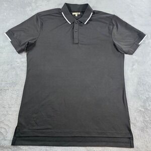 SWET Men Medium Black Polo Shirt Tipped Collar Performance Stretch Short Sleeve